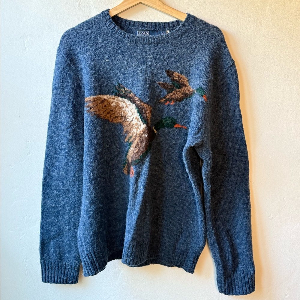 Polo by Ralph Lauren Blue Sweater with Flying Ducks